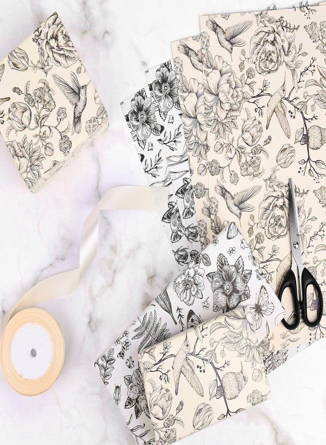 Bolsome 12 Sheets 28 * 20 Inches Vintage Flowers Wrapping Paper Retro Wildflower Bird Butterfly Printed Gift Wrap Paper for Birthday Spring Holidays Wedding Bridal Shower DIY Craft - Image 5